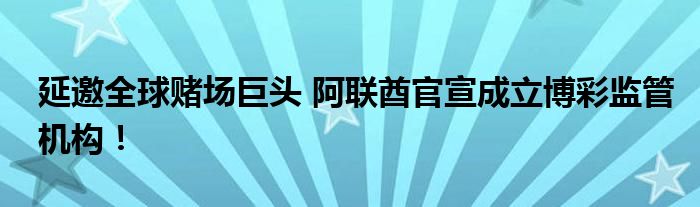 延邀全球赌场巨头 阿联酋官宣成立博彩监管机构!