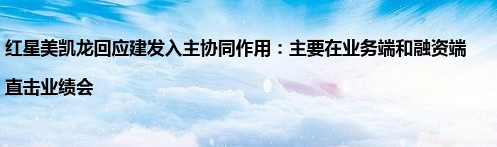 红星美凯龙回应建发入主协同作用:主要在业务端和融资端|直击业绩会