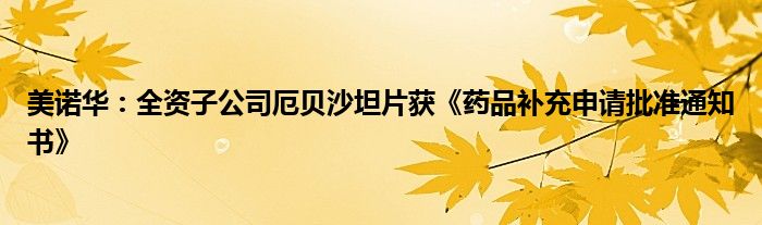美诺华:全资子公司厄贝沙坦片获《药品补充申请批准通知书》