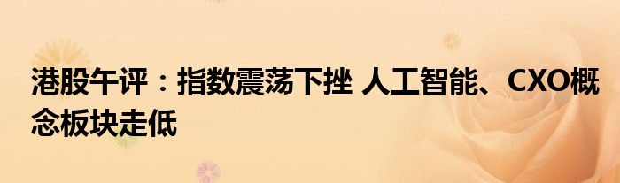 港股午评:指数震荡下挫 人工智能、CXO概念板块走低