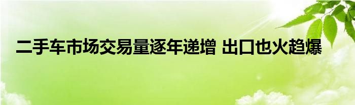 二手车市场交易量逐年递增 出口也火趋爆
