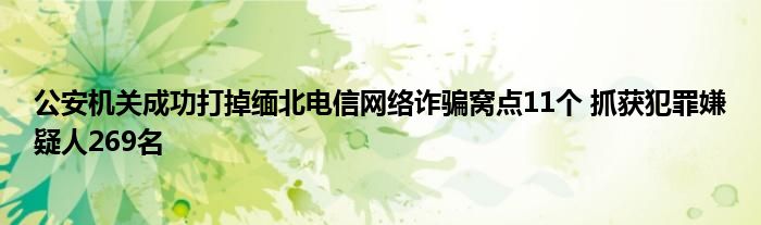 公安机关成功打掉缅北电信网络诈骗窝点11个 抓获犯罪嫌疑人269名