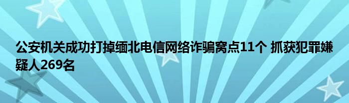 公安机关成功打掉缅北电信网络诈骗窝点11个 抓获犯罪嫌疑人269名