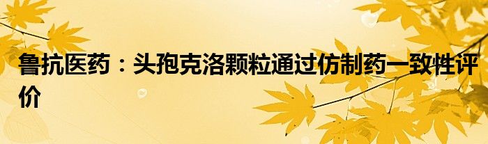鲁抗医药:头孢克洛颗粒通过仿制药一致性评价