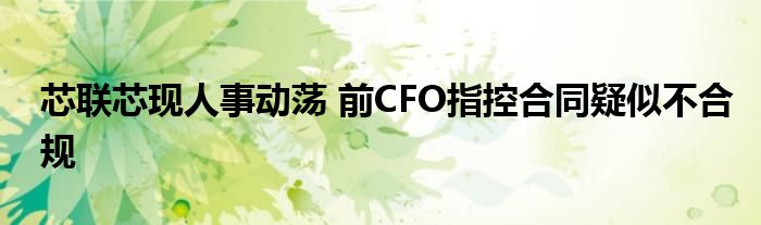 芯联芯现人事动荡 前CFO指控合同疑似不合规