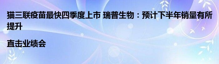 猫三联疫苗最快四季度上市 瑞普生物:预计下半年销量有所提升|直击业绩会