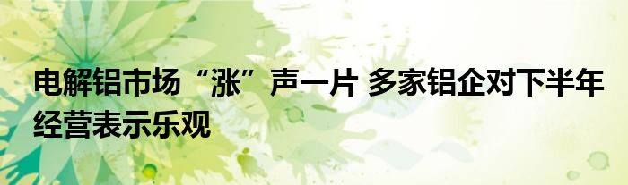 电解铝市场“涨”声一片 多家铝企对下半年经营表示乐观
