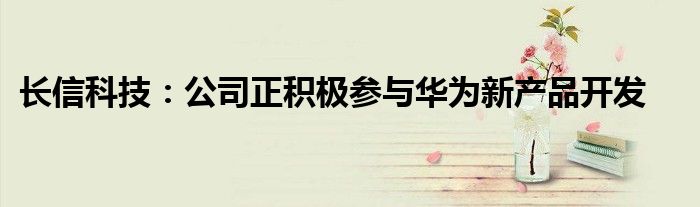 长信科技:公司正积极参与华为新产品开发