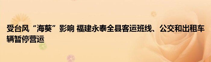 受台风“海葵”影响 福建永泰全县客运班线、公交和出租车辆暂停营运