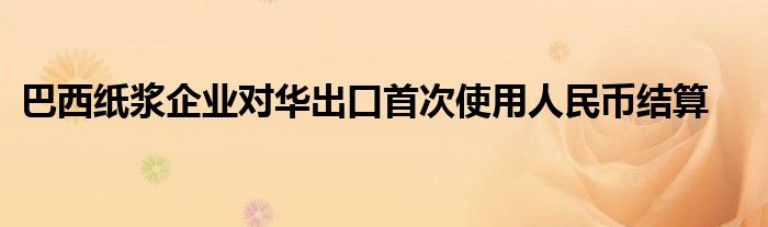 巴西纸浆企业对华出口首次使用人民币结算
