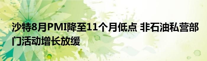 沙特8月PMI降至11个月低点 非石油私营部门活动增长放缓