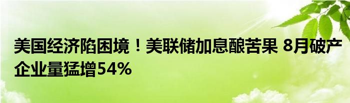 美国经济陷困境!美联储加息酿苦果 8月破产企业量猛增54%
