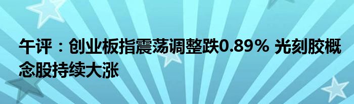 午评:创业板指震荡调整跌0.89% 光刻胶概念股持续大涨