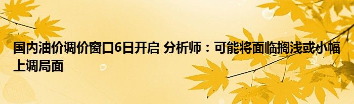 国内油价调价窗口6日开启 分析师:可能将面临搁浅或小幅上调局面
