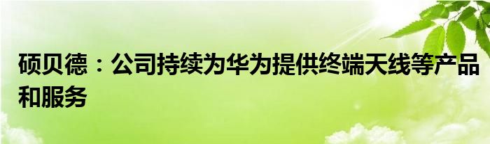 硕贝德:公司持续为华为提供终端天线等产品和服务
