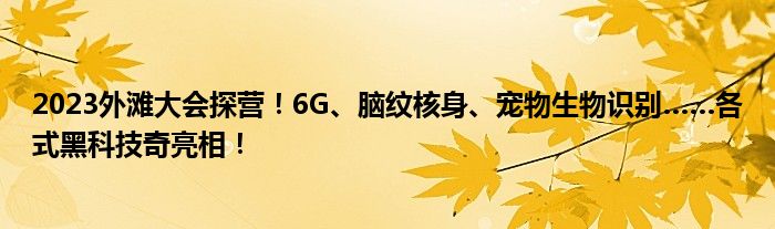 2023外滩大会探营!6G、脑纹核身、宠物生物识别……各式黑科技奇亮相!