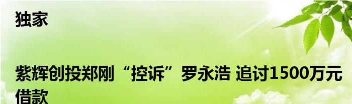 独家|紫辉创投郑刚“控诉”罗永浩 追讨1500万元借款