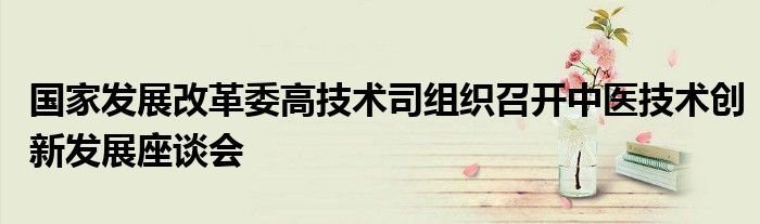 国家发展改革委高技术司组织召开中医技术创新发展座谈会