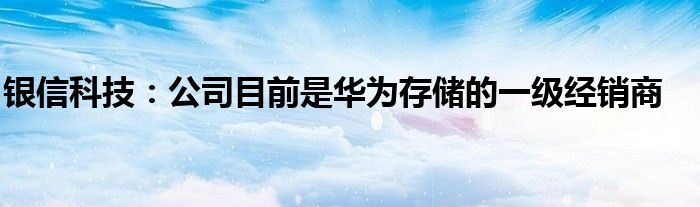 银信科技:公司目前是华为存储的一级经销商