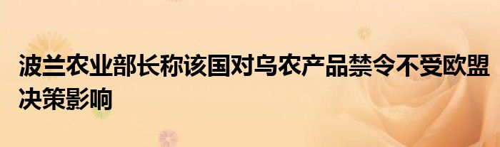 波兰农业部长称该国对乌农产品禁令不受欧盟决策影响