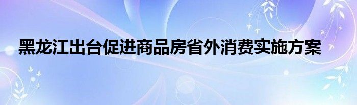 黑龙江出台促进商品房省外消费实施方案