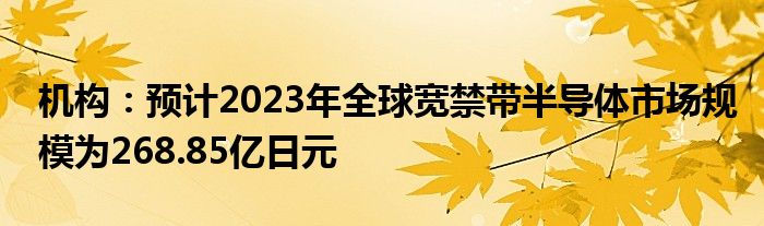 机构：预计2023年全球宽禁带半导体市场规模为268.85亿日元