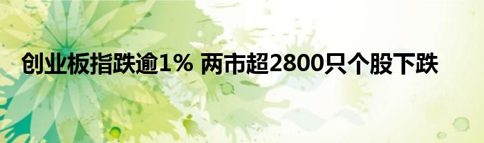 创业板指跌逾1% 两市超2800只个股下跌