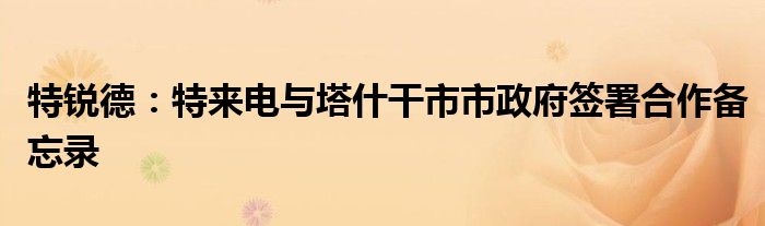 特锐德:特来电与塔什干市市政府签署合作备忘录
