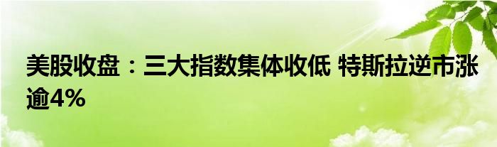 美股收盘:三大指数集体收低 特斯拉逆市涨逾4%
