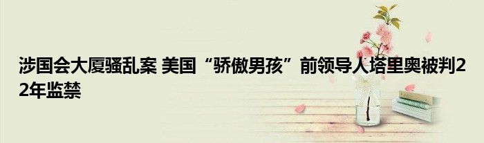 涉国会大厦骚乱案 美国“骄傲男孩”前领导人塔里奥被判22年监禁