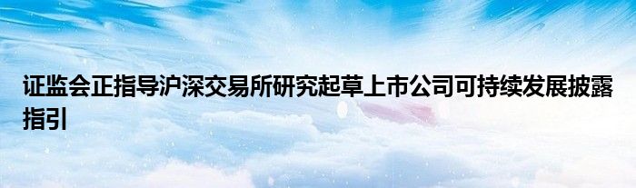 证监会正指导沪深交易所研究起草上市公司可持续发展披露指引