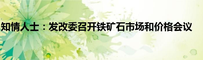 知情人士:发改委召开铁矿石市场和价格会议