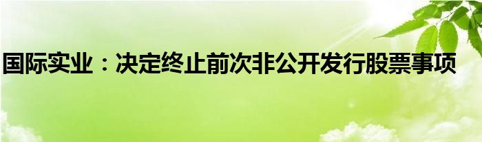 国际实业:决定终止前次非公开发行股票事项