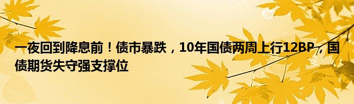 一夜回到降息前!债市暴跌,10年国债两周上行12BP,国债期货失守强支撑位