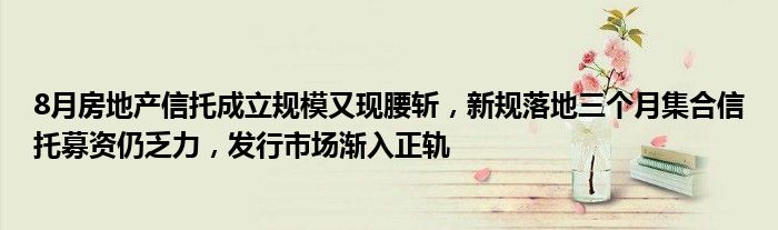 8月房地产信托成立规模又现腰斩,新规落地三个月集合信托募资仍乏力,发行市场渐入正轨