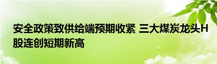 安全政策致供给端预期收紧 三大煤炭龙头H股连创短期新高