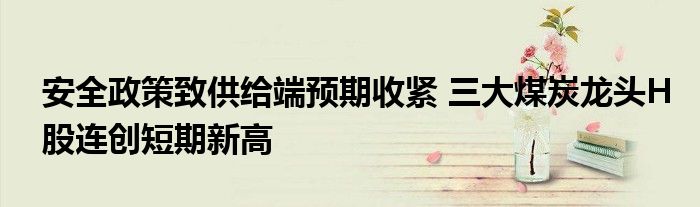 安全政策致供给端预期收紧 三大煤炭龙头H股连创短期新高