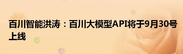 百川智能洪涛:百川大模型API将于9月30号上线