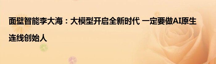 面壁智能李大海:大模型开启全新时代 一定要做AI原生|连线创始人