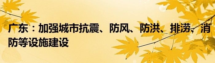 广东:加强城市抗震、防风、防洪、排涝、消防等设施建设