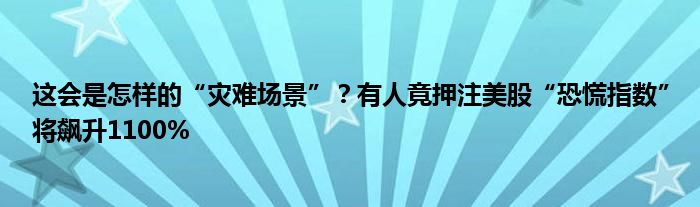 这会是怎样的“灾难场景”?有人竟押注美股“恐慌指数”将飙升1100%