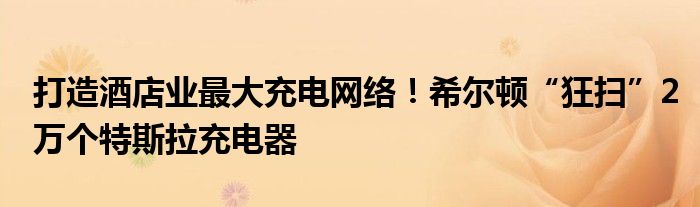 打造酒店业最大充电网络!希尔顿“狂扫”2万个特斯拉充电器