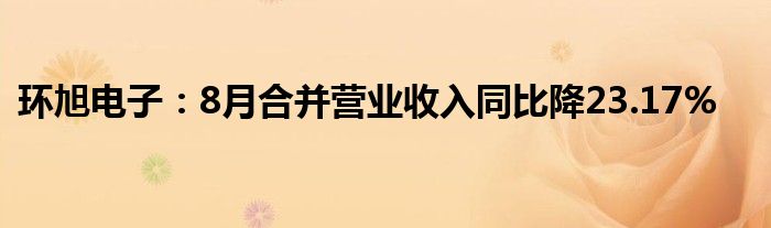 环旭电子:8月合并营业收入同比降23.17%