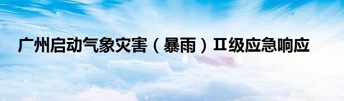 广州启动气象灾害(暴雨)Ⅱ级应急响应
