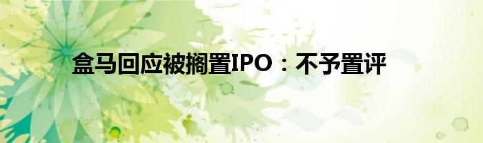 盒马回应被搁置IPO:不予置评