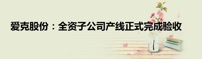 爱克股份:全资子公司产线正式完成验收