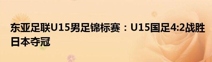 东亚足联U15男足锦标赛:U15国足4:2战胜日本夺冠