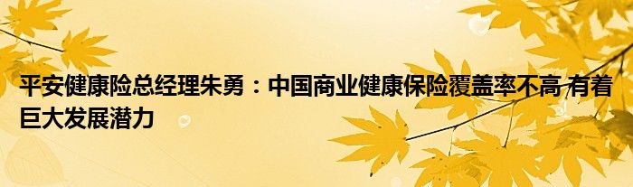 平安健康险总经理朱勇:中国商业健康保险覆盖率不高 有着巨大发展潜力