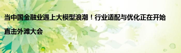 当中国金融业遇上大模型浪潮!行业适配与优化正在开始 |直击外滩大会