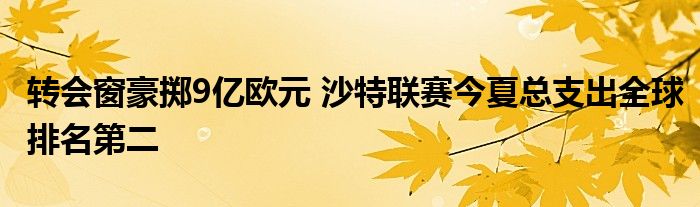 转会窗豪掷9亿欧元 沙特联赛今夏总支出全球排名第二